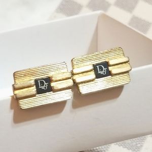 Christian Dior Vintage Logo Gold Plated Cufflinks